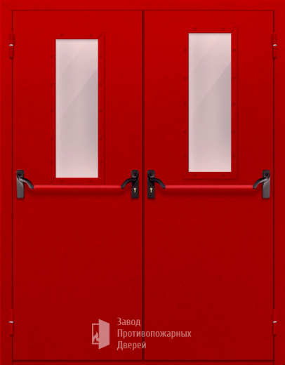 Фото двери «Двупольная с стеклом и антипаникой (красная)» в Лыткарино