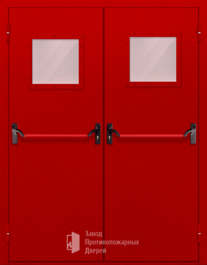 Фото двери «Двупольная со стеклопакетом и антипаникой (красная)» в Лыткарино