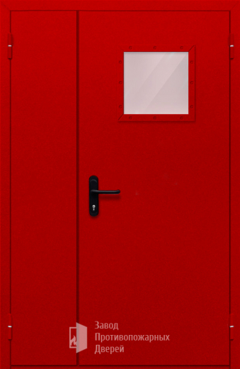 Фото двери «Полуторная со стеклопакетом (красная)» в Лыткарино