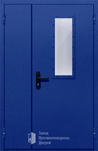 Фото двери «Полуторная со стеклом (синяя)» в Лыткарино