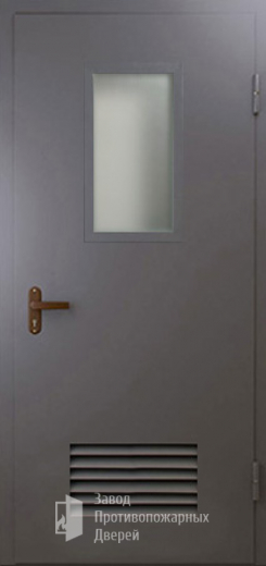 Фото двери «Техническая дверь №5 со стеклом и решеткой» в Лыткарино