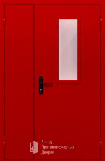 Фото двери «Полуторная со стеклом (красная)» в Лыткарино