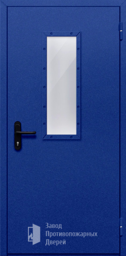 Фото двери «Однопольная со стеклом (синяя)» в Лыткарино