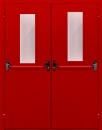 Фото двери «Двупольная с стеклом и антипаникой (красная)» в Лыткарино