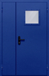 Фото двери «Полуторная со стеклопакетом (синяя)» в Лыткарино